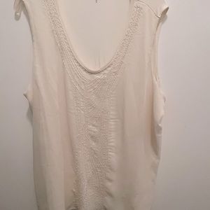 Sleeveless cream Coldwater Creek tank top with beading. Size 1X. Never worn.